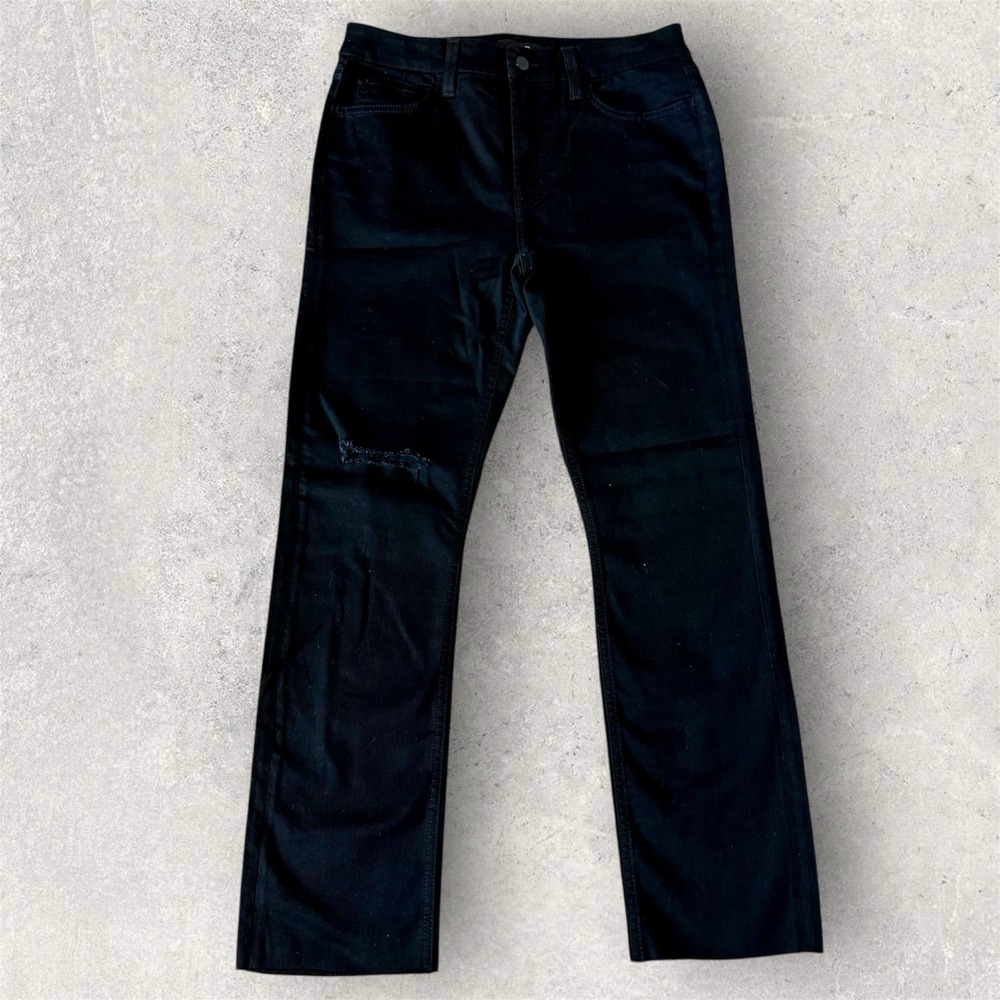 JEN7 for All Mankind Slim Black Jeans Sz 8-P Distressed Raw Hem‎ Sculpting Panel
